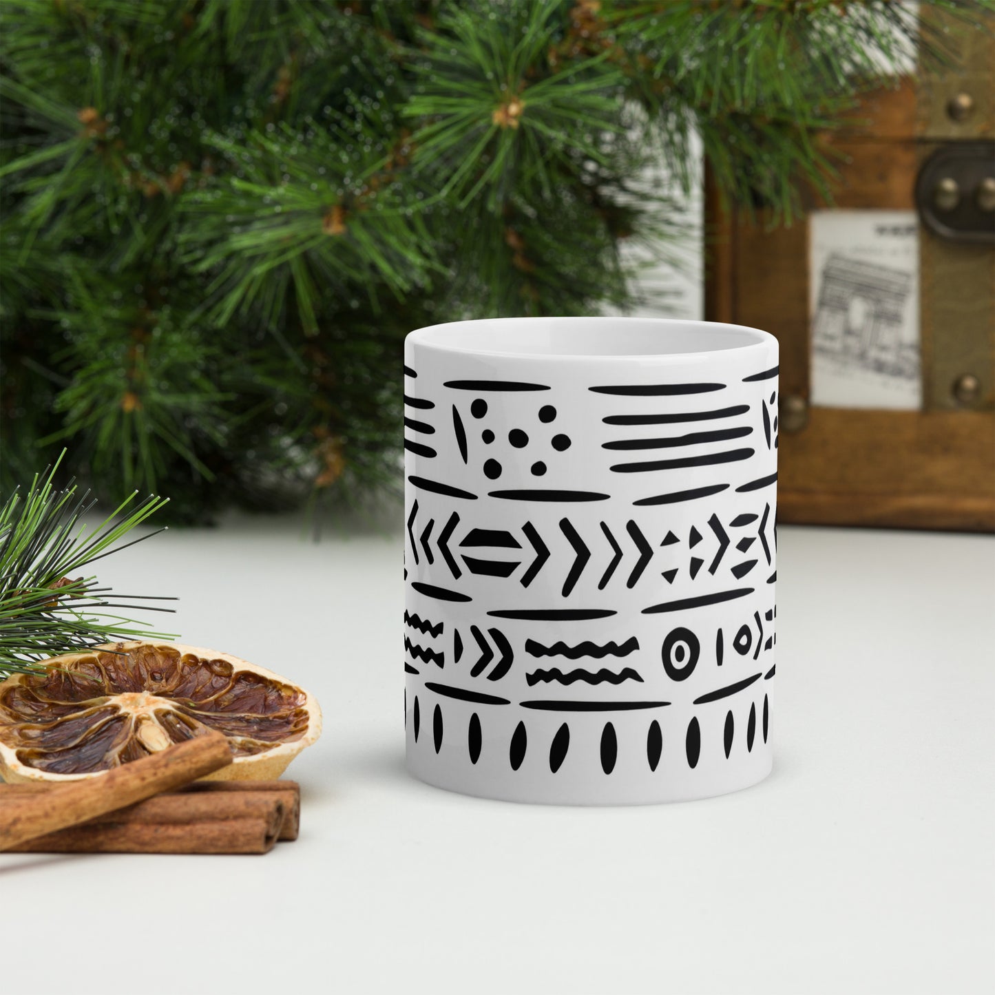 Black and White Mudcloth Inspired Mug