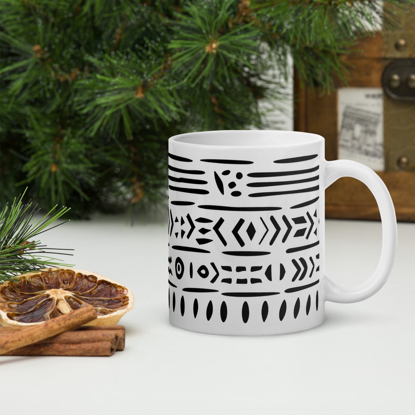 Black and White Mudcloth Inspired Mug